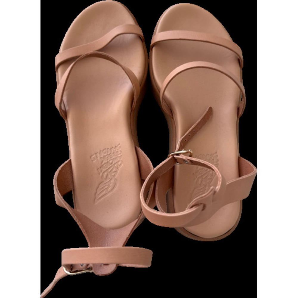 Ancient Greek Sandals Womens Nude/Tan Leather Strappy Flat Sandals